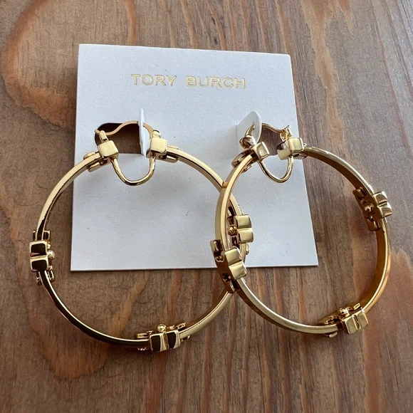 Tory Burch Jewelry Tory Burch Brand New Logo Hoop Earrings